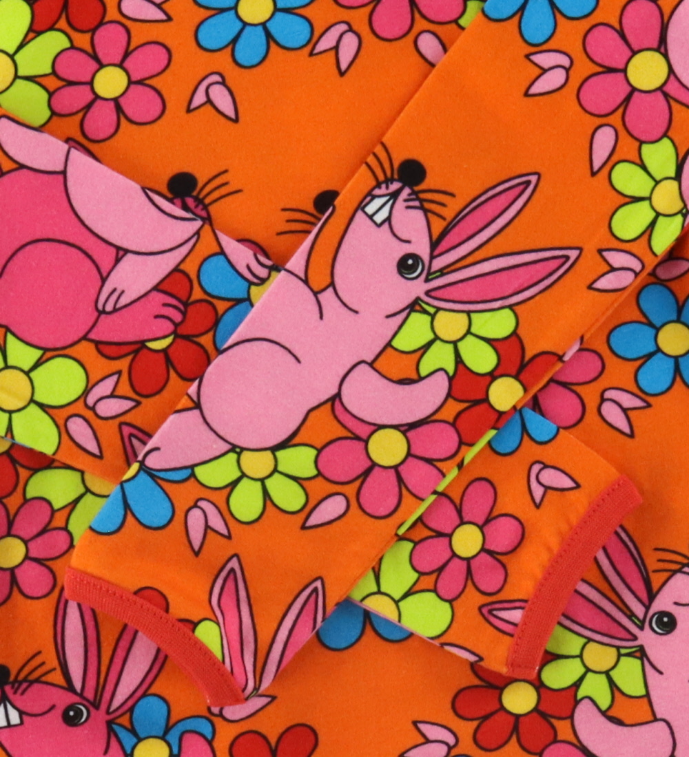 Småfolk Kleid - Orange m. Kaninchen und Blumen