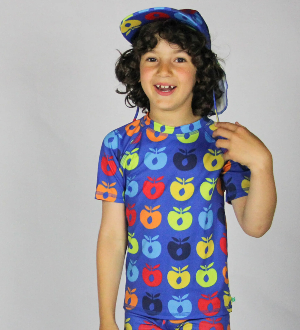 Småfolk Swim Hat - UV50+ - Blue Lolite w. Retro Apples