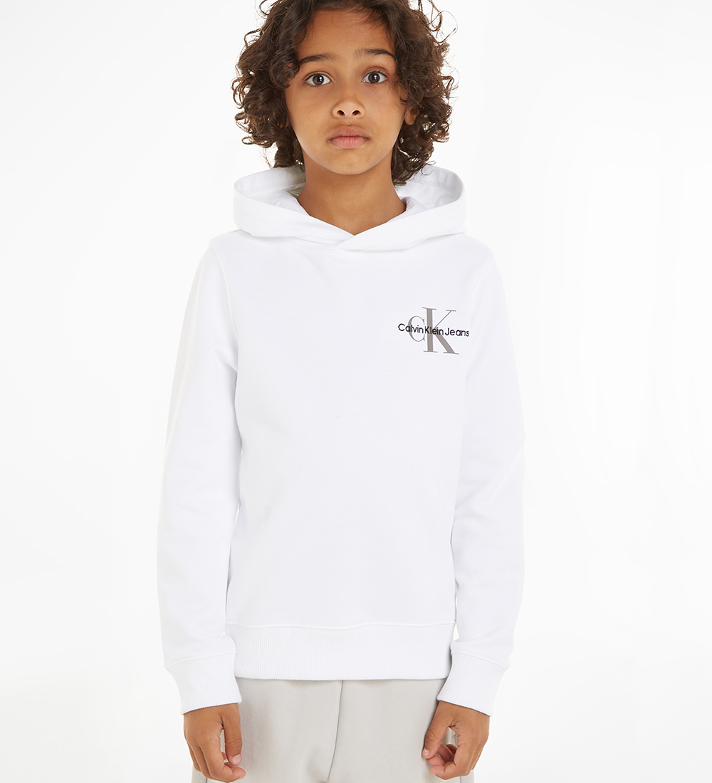 Calvin Klein Hoodie - Small Monogram - Bright White