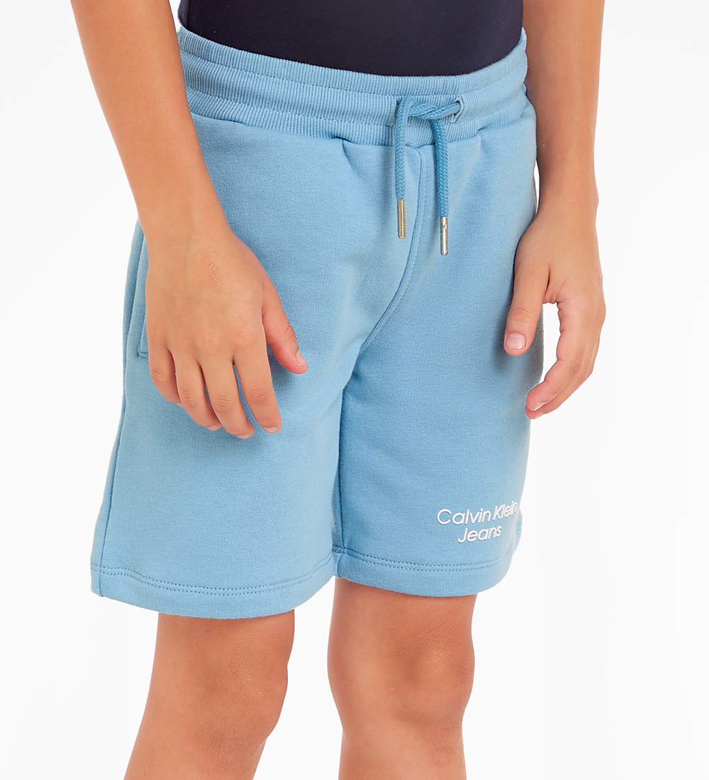 Calvin Klein Sweat Shorts - Stack Logo Jogger - Tassel Blue