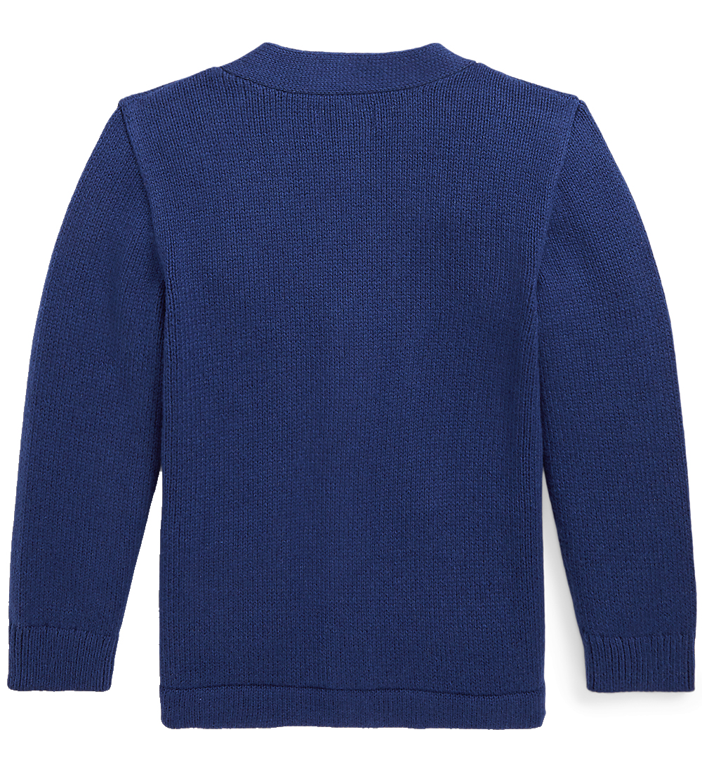 Polo Ralph Lauren Cardigan - Knitted - Blue w. Patches
