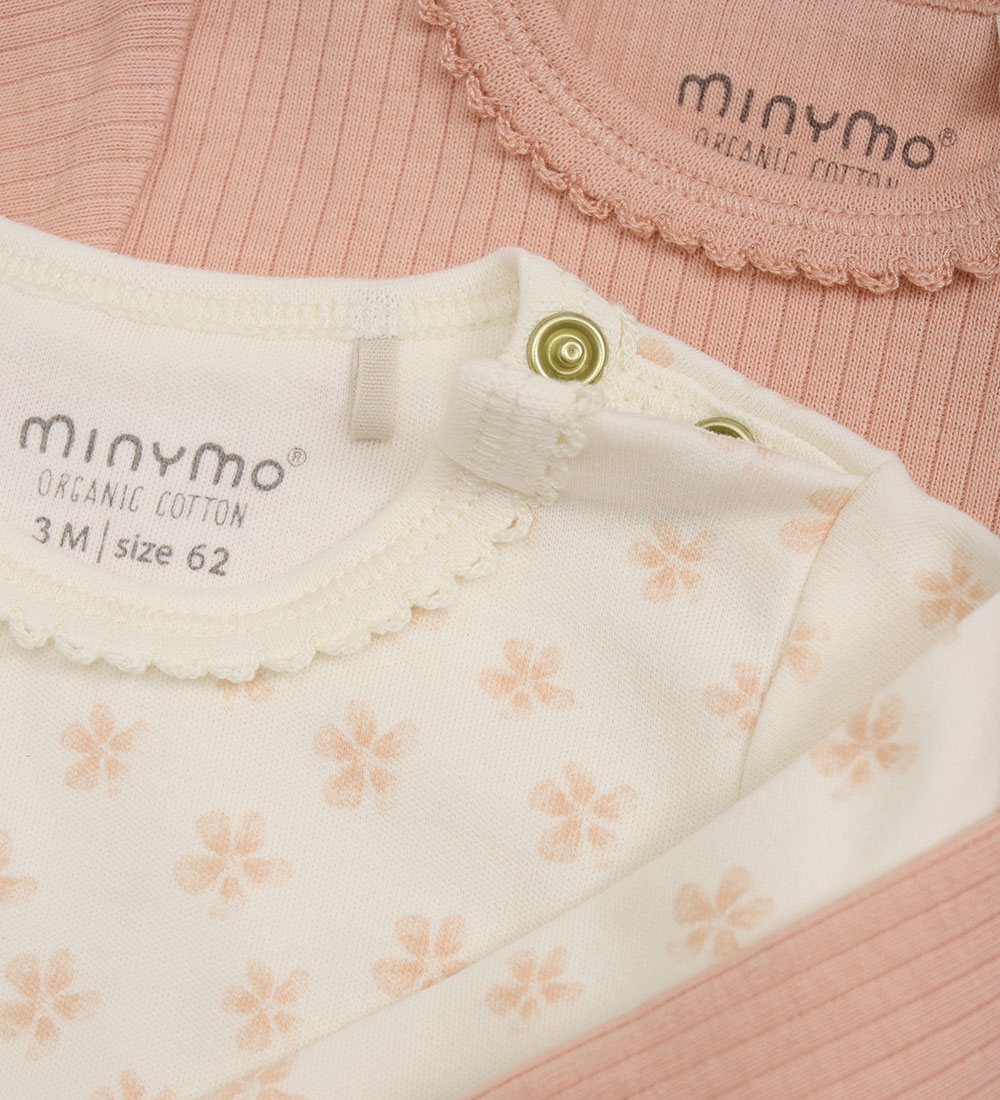 Minymo Bodysuit l/s - 2-Pack - Peach Beige