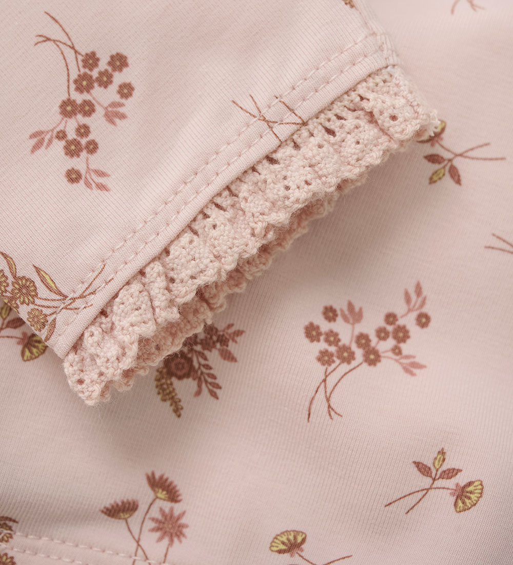 En Fant Leggings - AOP - Peach Pisk m. Blomster