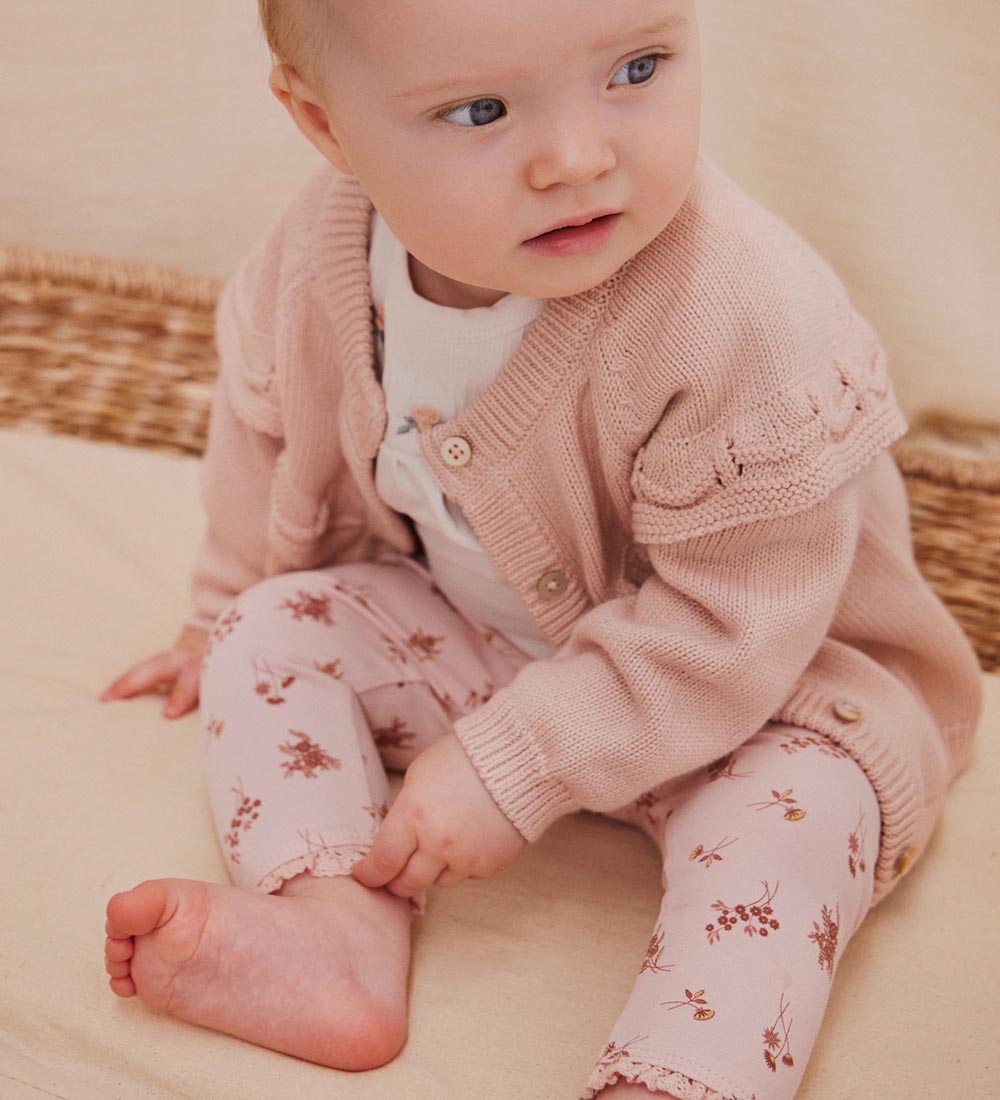 En Fant Leggings - AOP - Peach Pisk m. Blomster