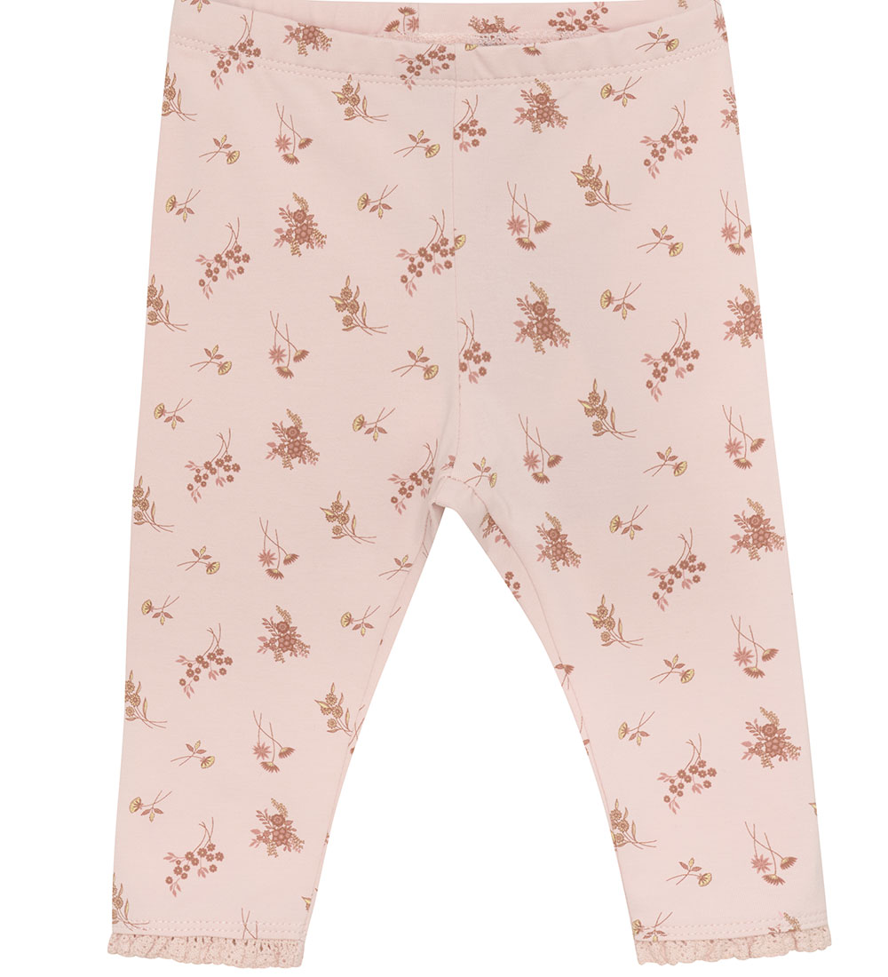 En Fant Leggings - AOP - Peach Pisk m. Blomster
