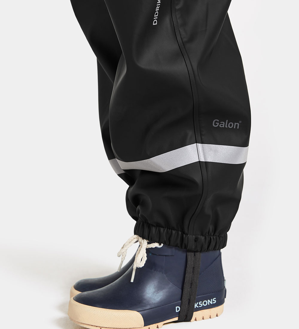 Didriksons Rain Pants w. Suspenders - PU - Plumber - Black
