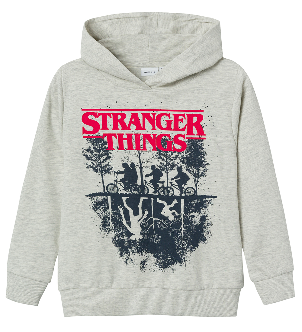 Sweat à Capuche Name It - NkmFinny Étranger Things - Light Grey
