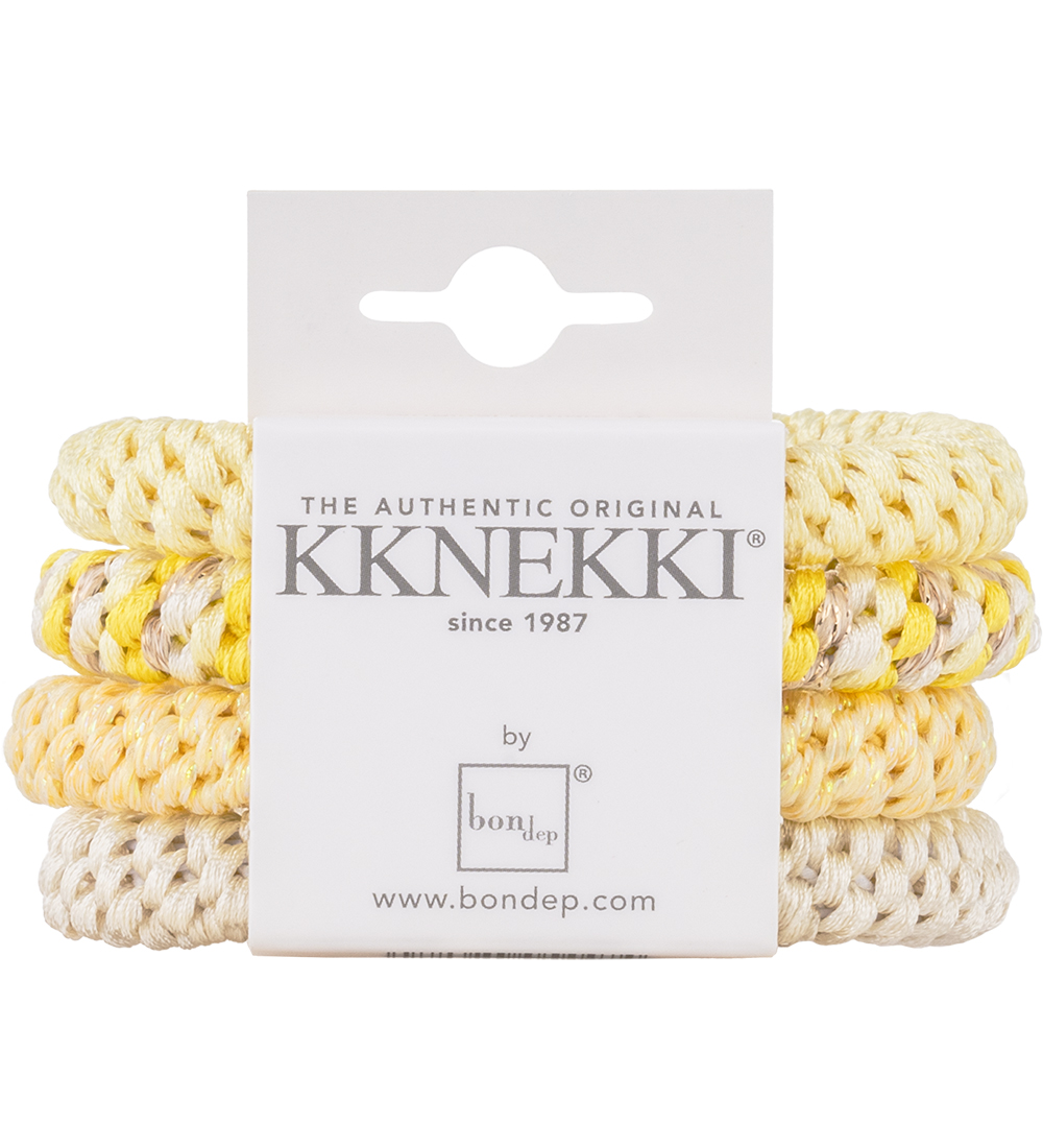 Kknekki Elastic Hair Bands - 4-Pack - Yellow/Cream