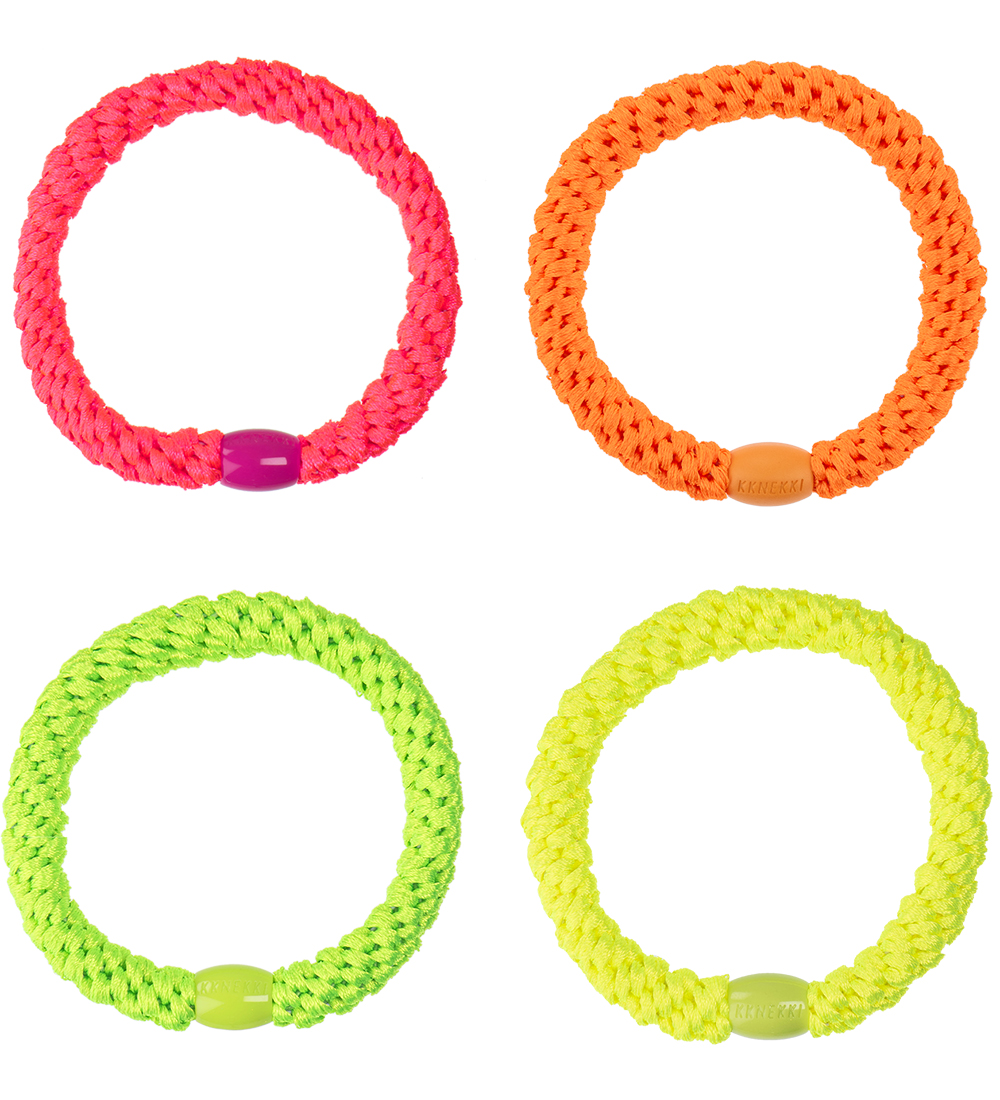 Kknekki Elastic Hair Bands - 4-Pack - Neon