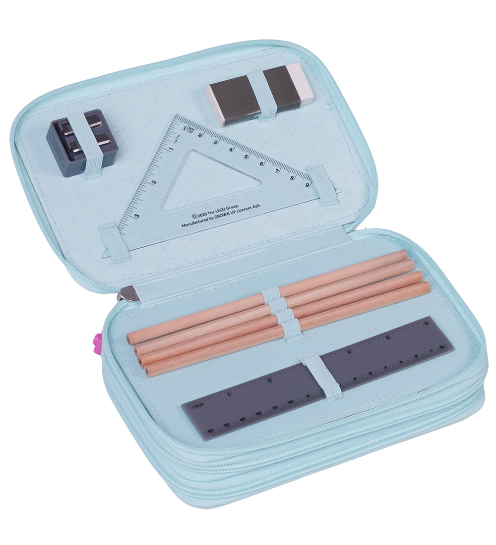LEGO® Iconic Sparkle Pencil Case w. Contents - Pink/Blue w. Prin