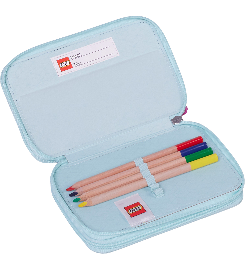 LEGO® Iconic Sparkle Pencil Case w. Contents - Pink/Blue w. Prin