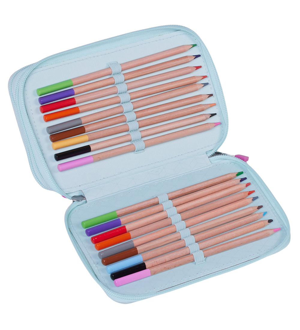 LEGO® Iconic Sparkle Pencil Case w. Contents - Pink/Blue w. Prin