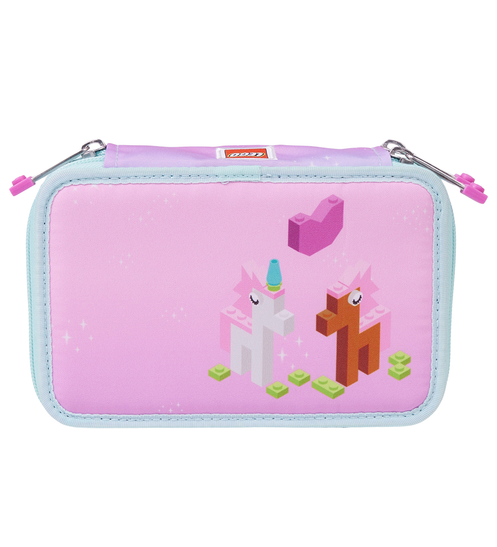 LEGO® Iconic Sparkle Pencil Case w. Contents - Pink/Blue w. Prin