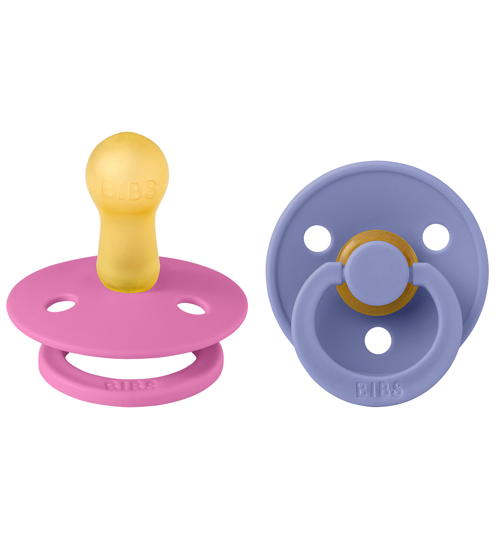 BIBS Colour Pacifiers - 2-Pack - Size 2 - Round - Bubblegum/Peri