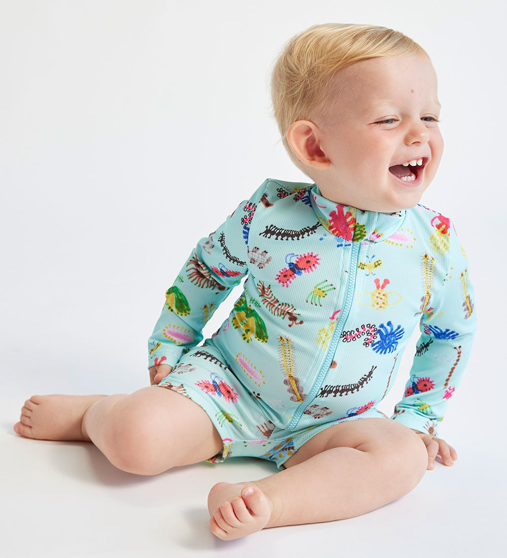 Bobo Choses Coverall Swimsuit - UV50+ - Funny Insects - Aqua Blu