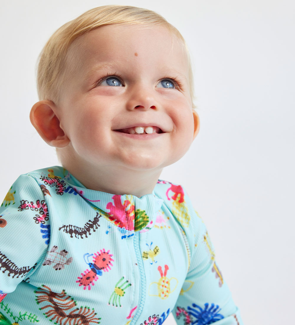 Bobo Choses Coverall Swimsuit - UV50+ - Funny Insects - Aqua Blu