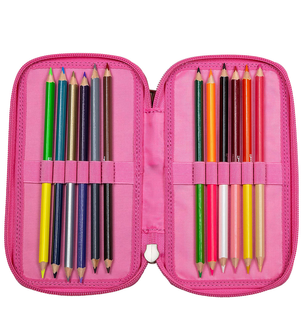 Jeva Pencil Case w. Contents - Twozip - Shimmer Rainbow