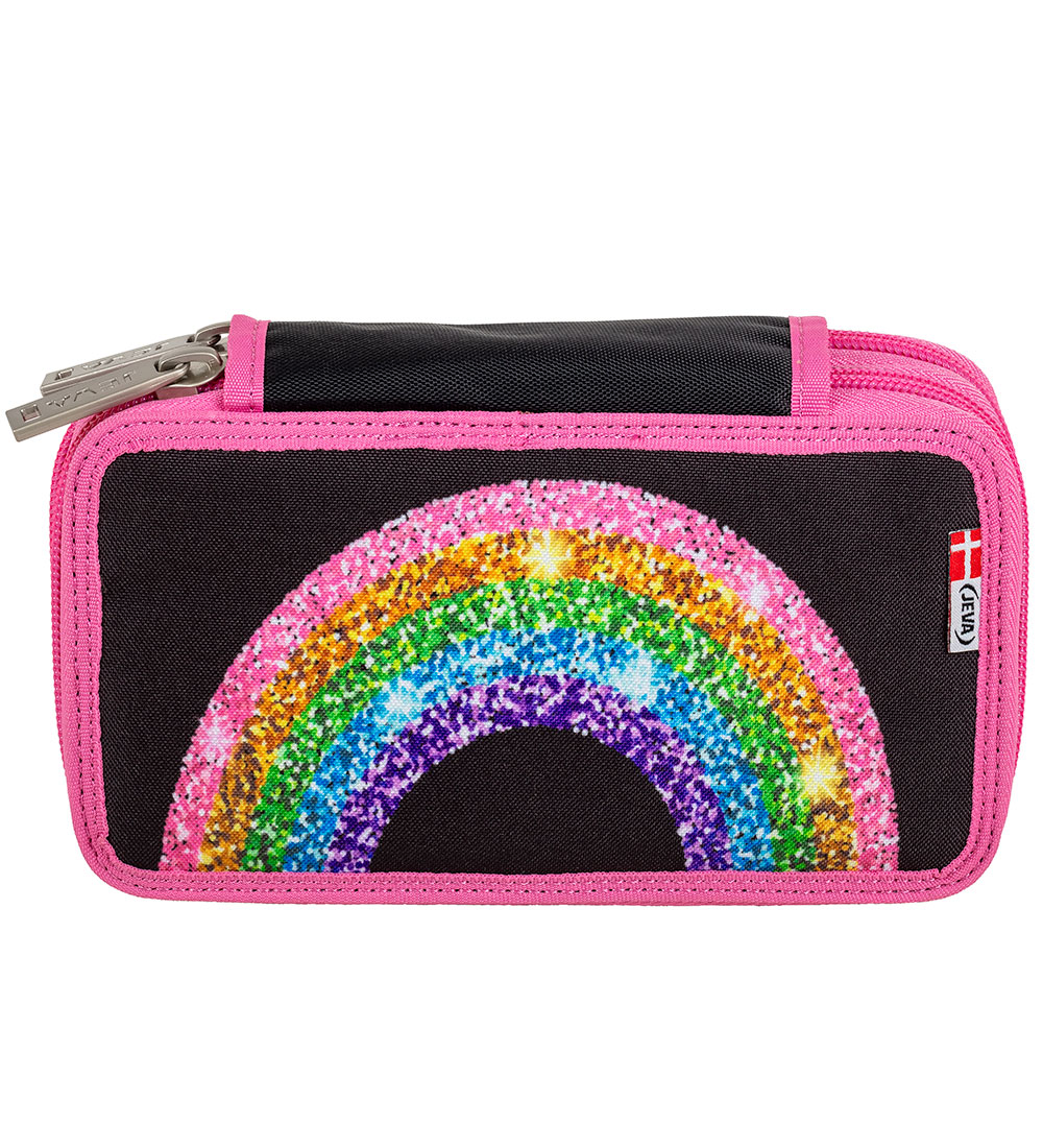 Jeva Pencil Case w. Contents - Twozip - Shimmer Rainbow