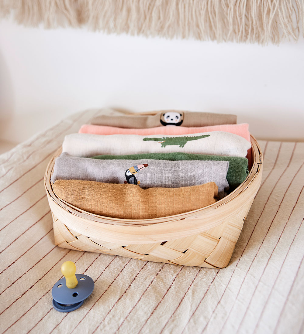 OYOY Muslin Cloths - 70x70cm - Toucan - 2-Pack - Clay/Caramel