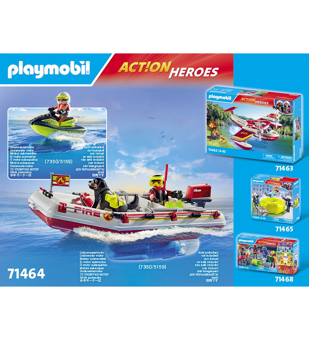 Action Héros Playmobil - Bateau-pompe avec eau... - 71464 - 52 P