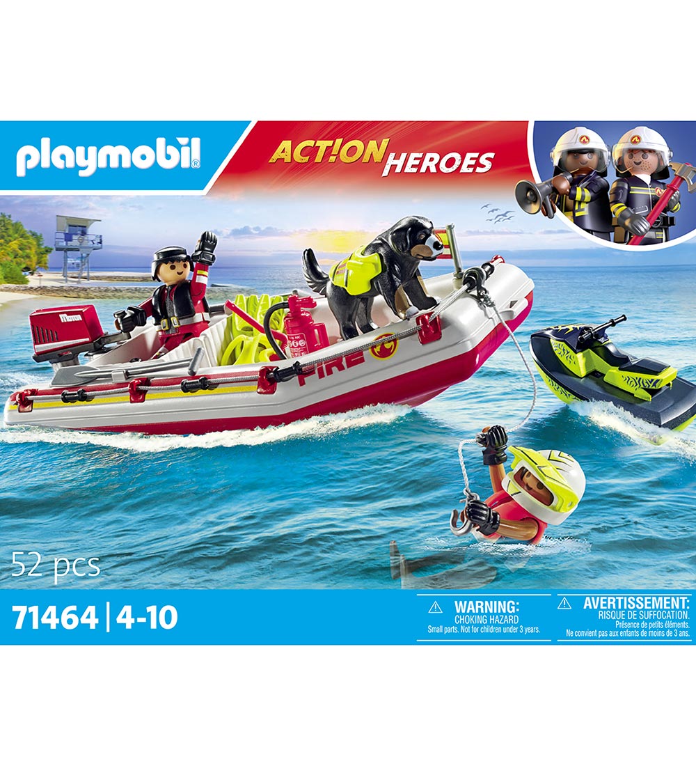 Action Héros Playmobil - Bateau-pompe avec eau... - 71464 - 52 P