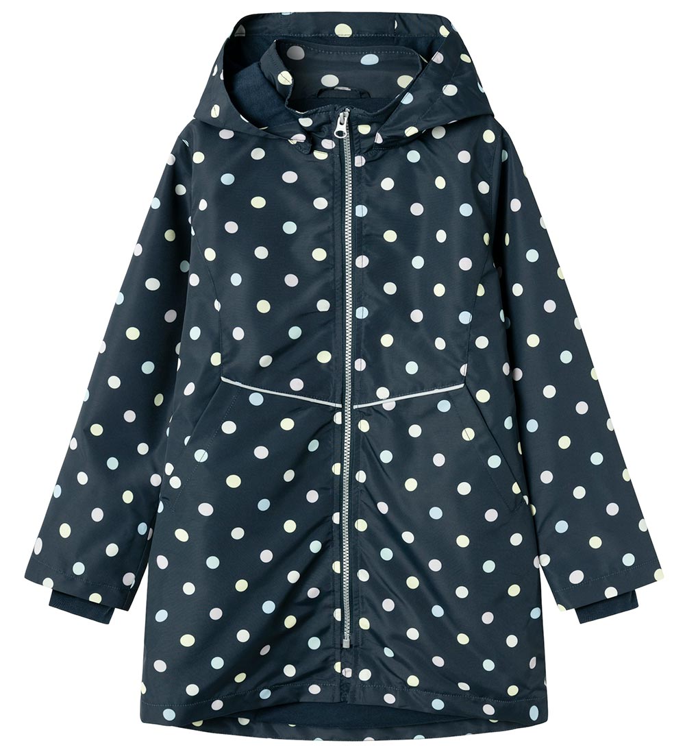 Name It Lightweight Jacket - NkfMaxi Long - Dark Sapphire w. Dot