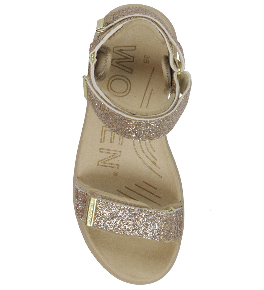 Woden Sandaler - Line Glitter - Kaffe Cream