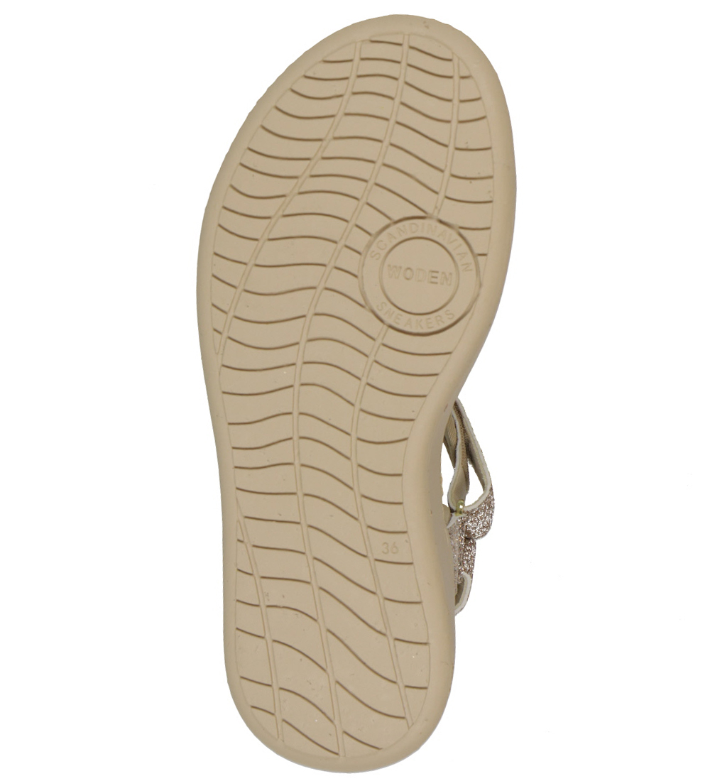 Woden Sandaler - Line Glitter - Kaffe Cream