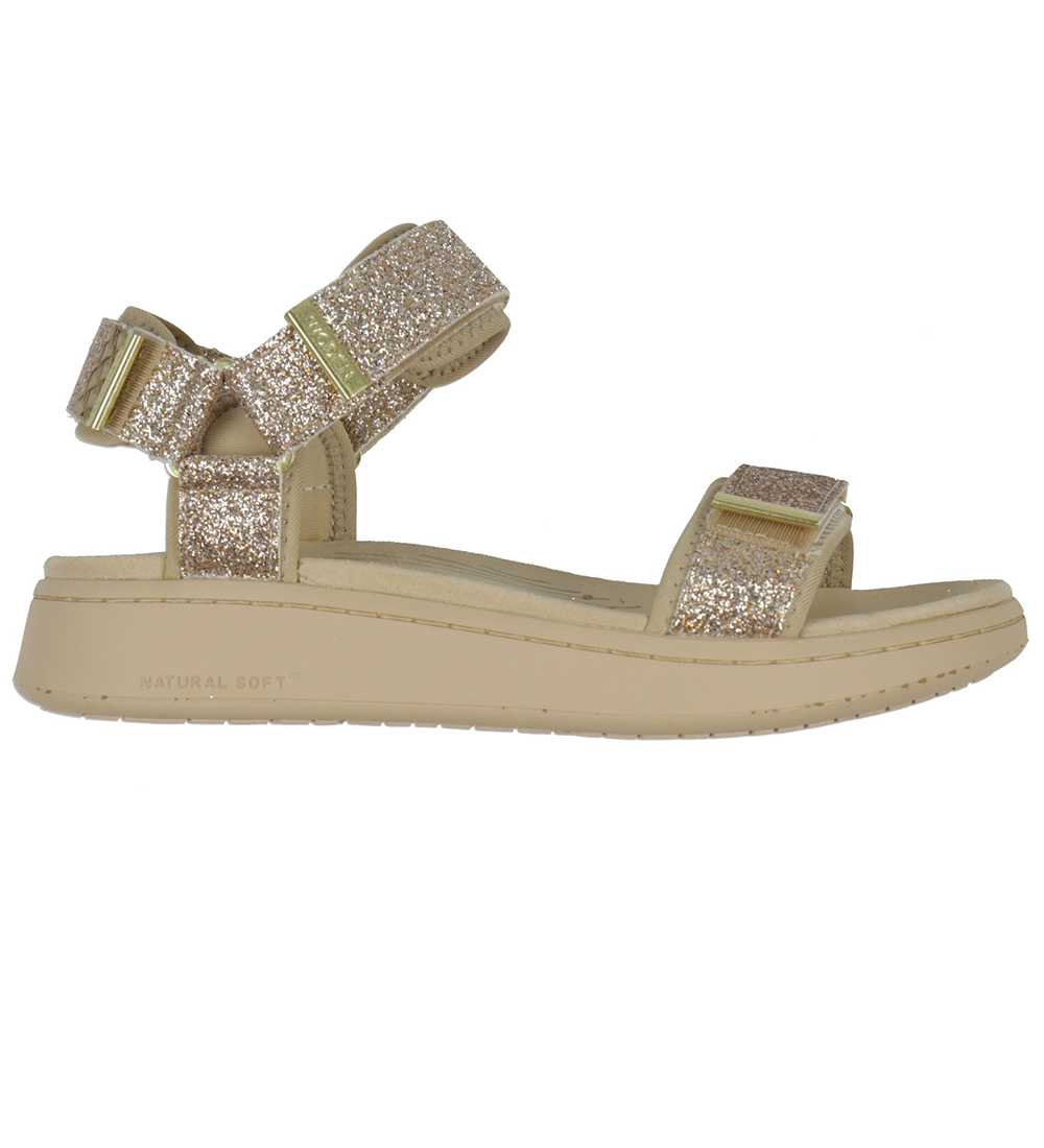 Woden Sandaler - Line Glitter - Kaffe Cream