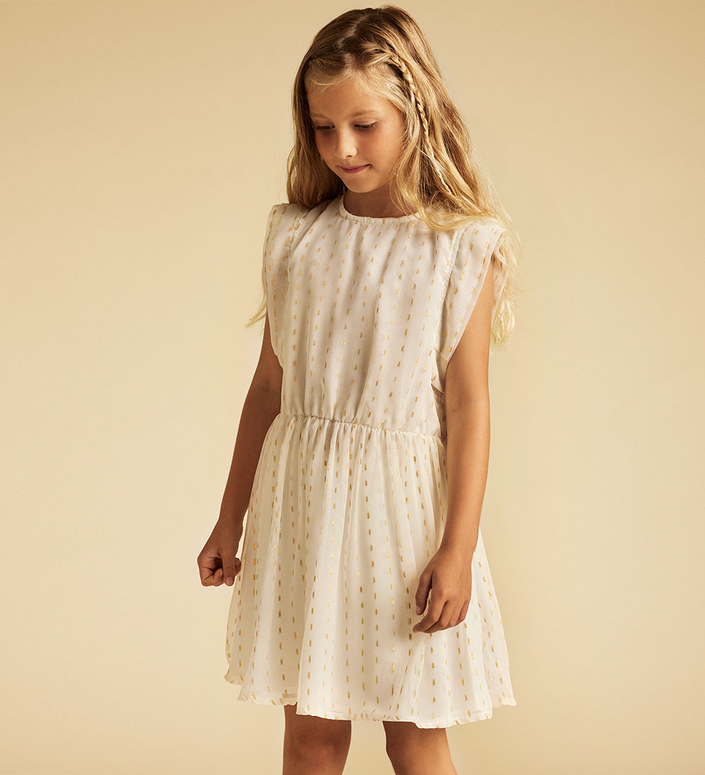 Creamie Kjóll - Chiffon Lurex - Smjörkrem