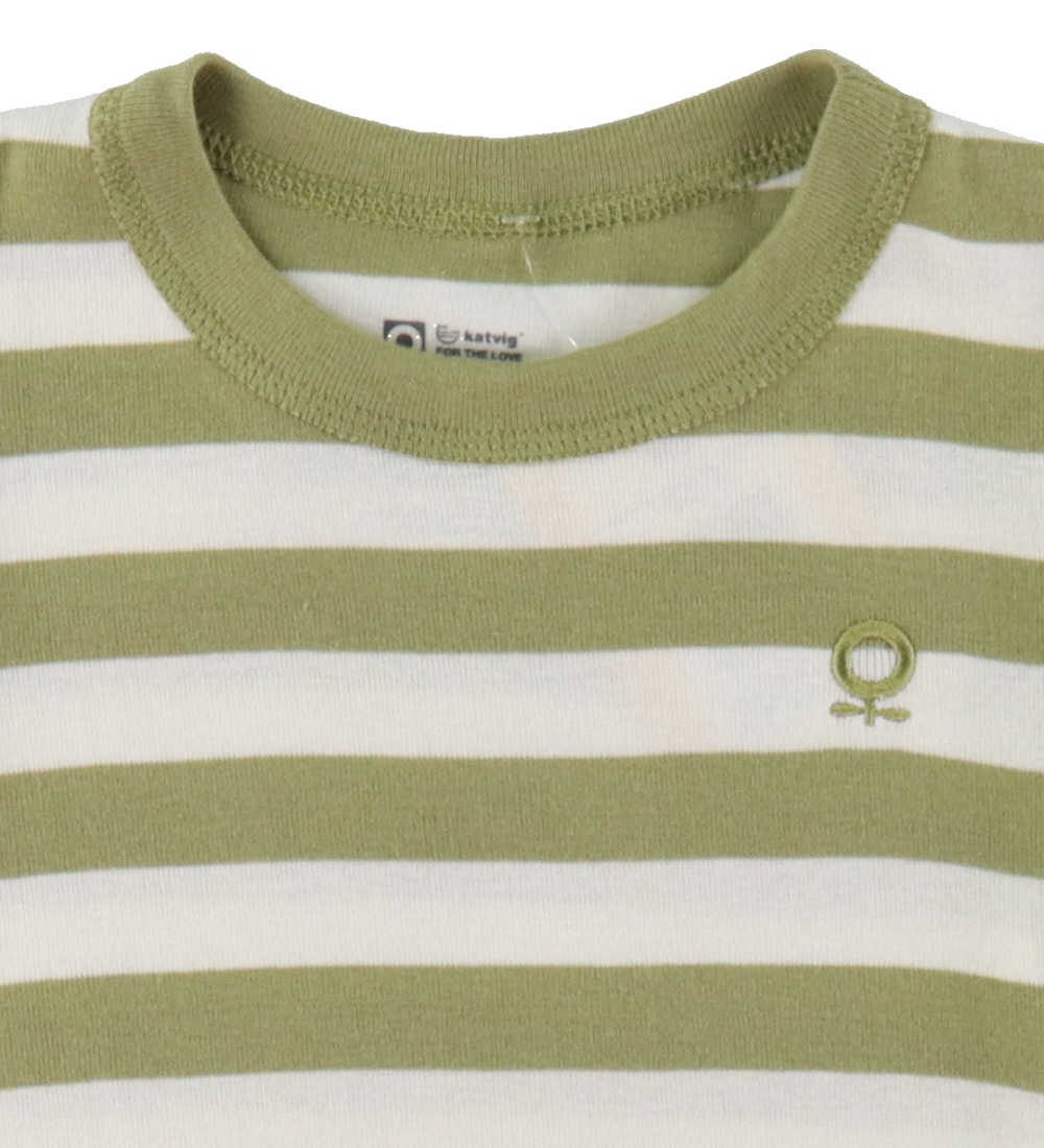 Katvig T-Shirt - Groen/Wit Gestreept