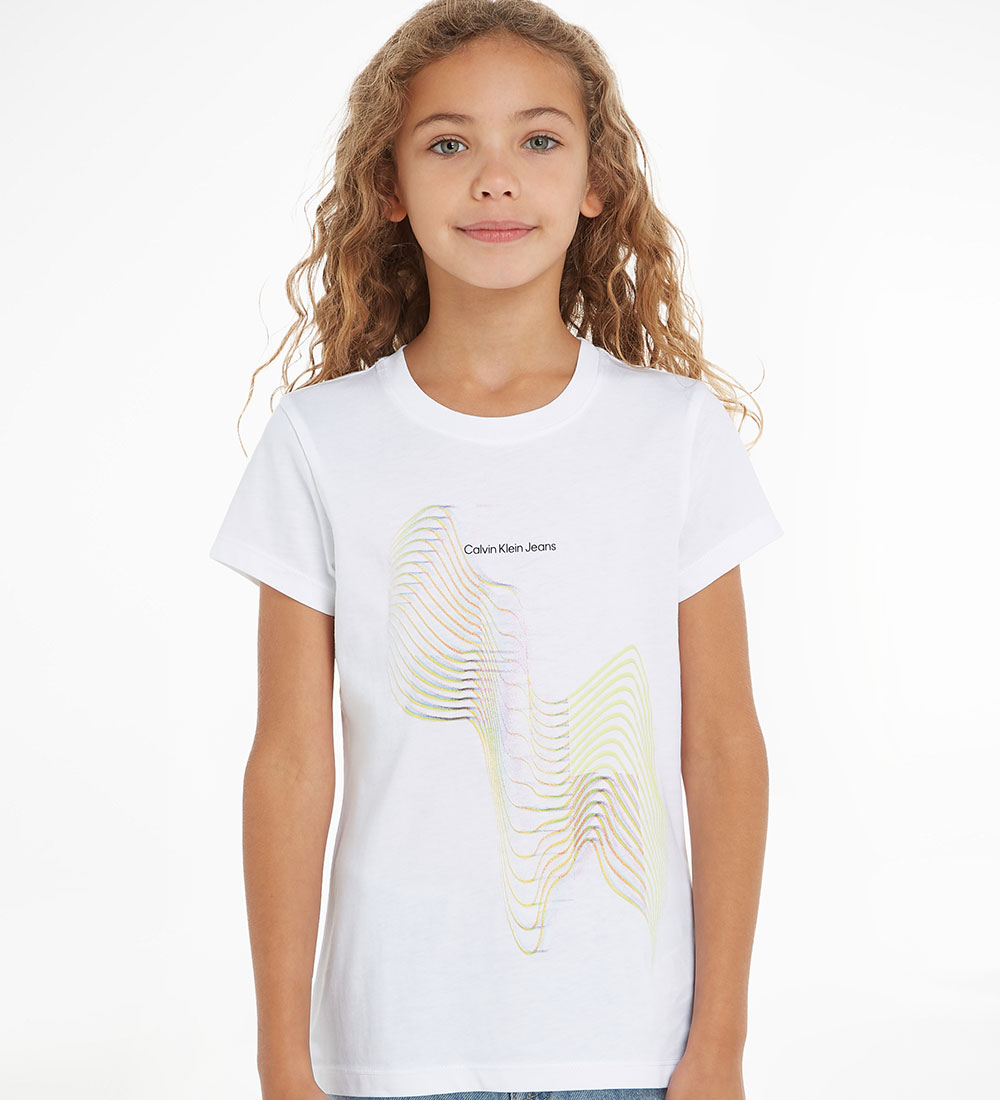 Calvin Klein T-Shirt - Slim s/s - Meta Graphic Slim - Bright Whi