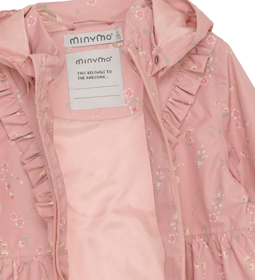 Minymo Sommerjacke - Peach Beige m. Blumen/Rüschen