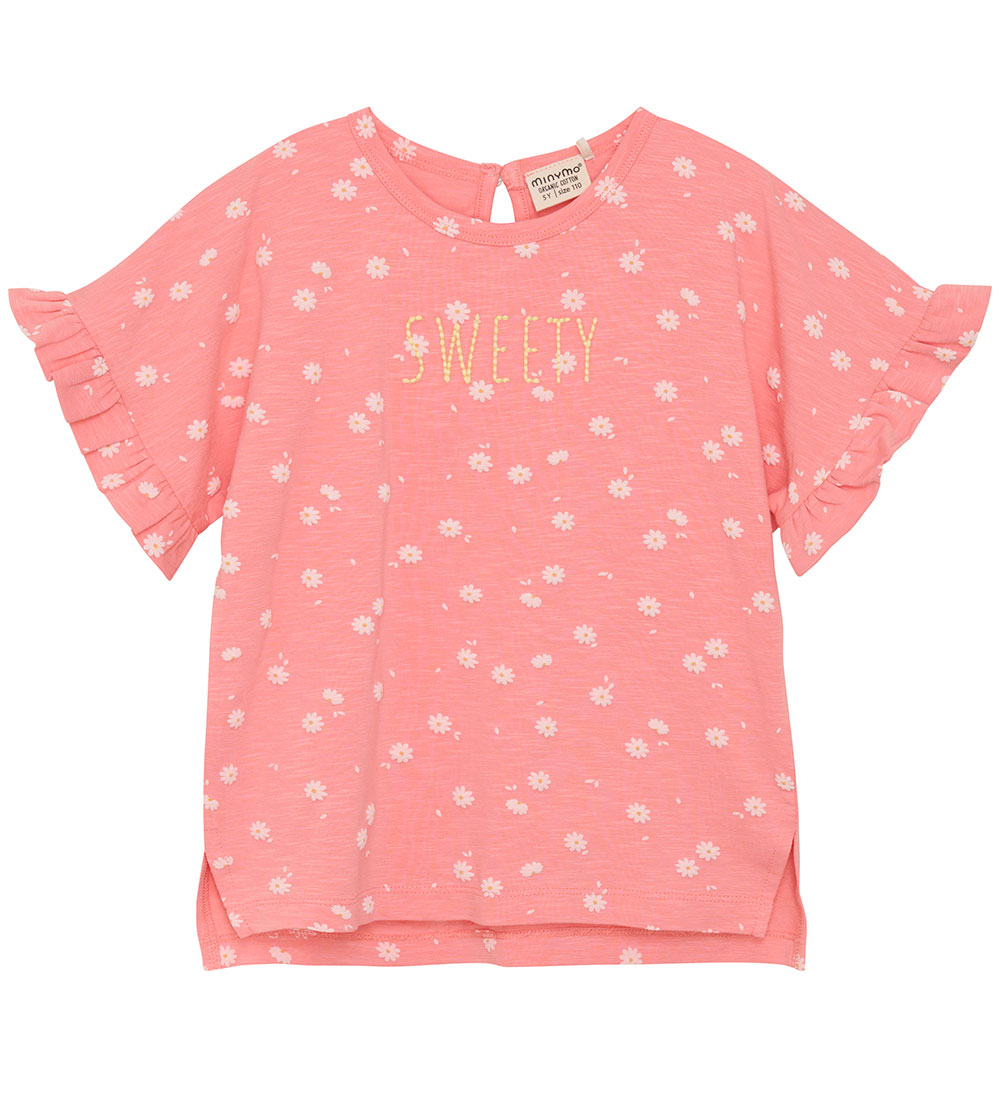Minymo Stuttermabolur - Strawberry Ice M. Blóm
