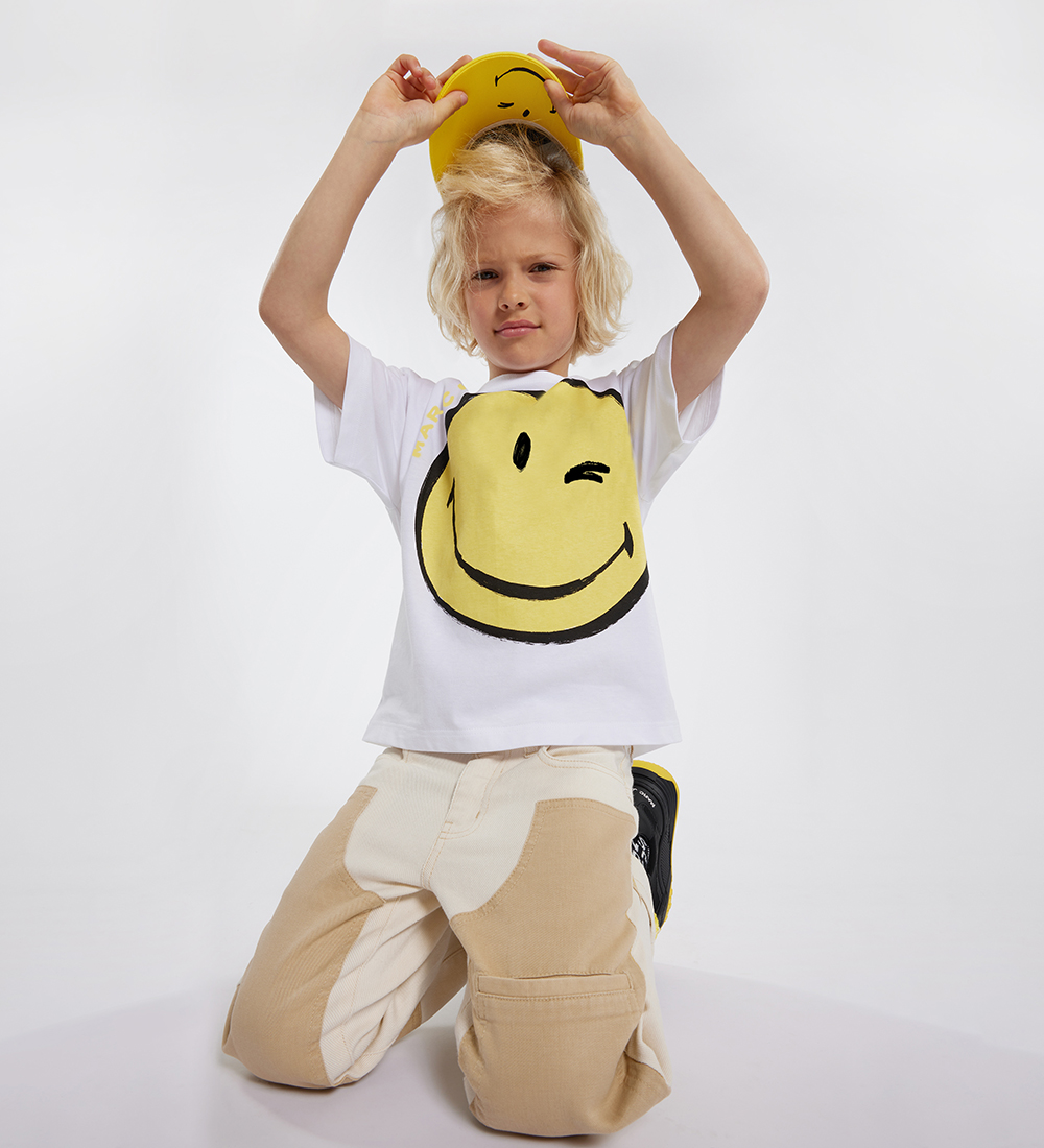 Little Marc Jacobs T-Shirt - Weiß/Gelb m. Smiley
