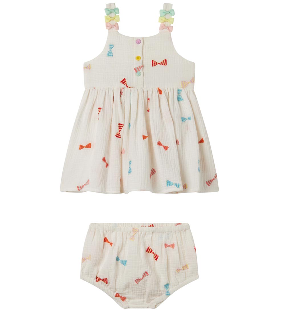 Stella McCartney Kids Kleid m. Bloomers - Weiß m. Schleifen