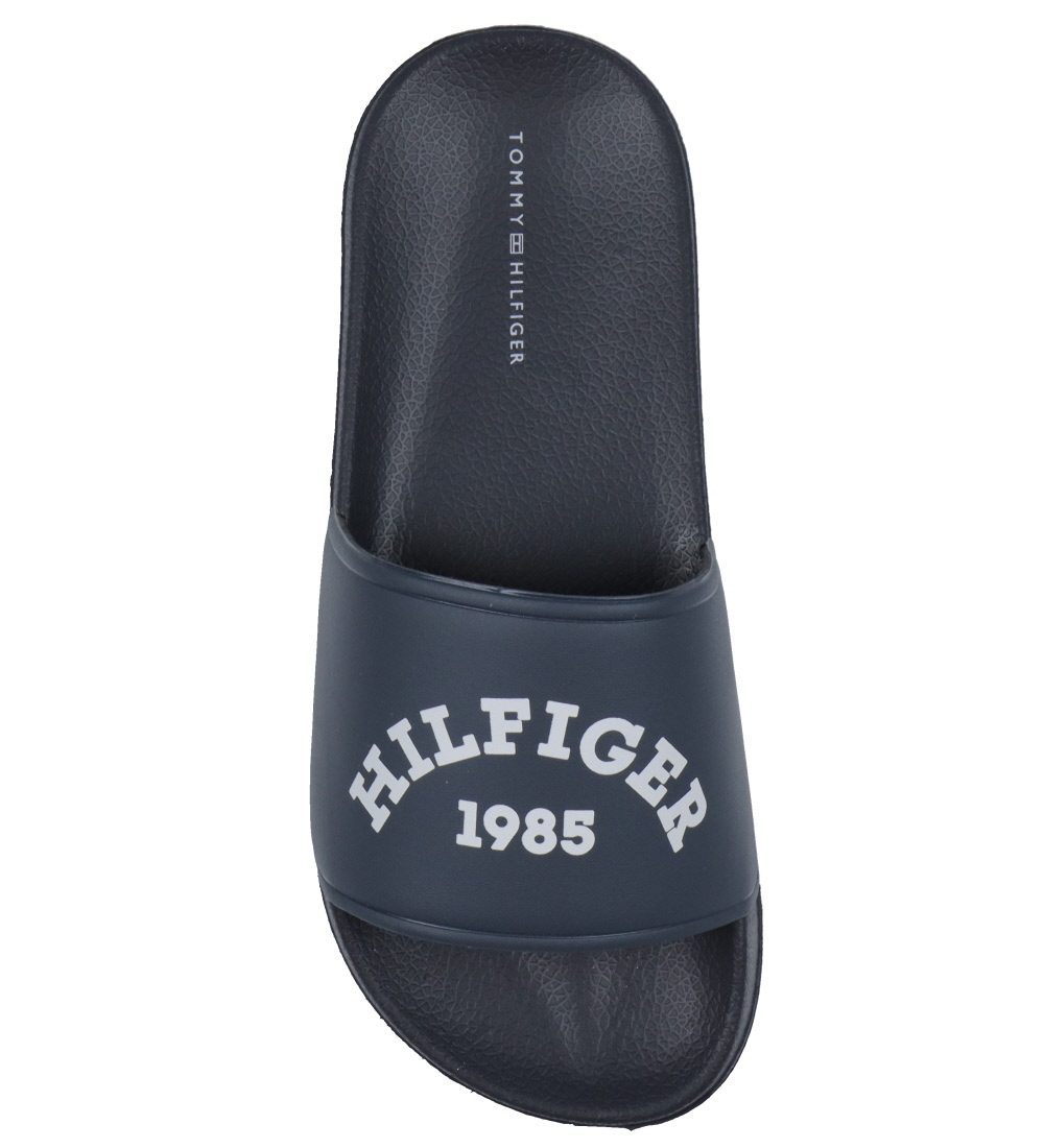 Tommy Hifigs Flip Flops - Logo Pool Slide - Navy w. White