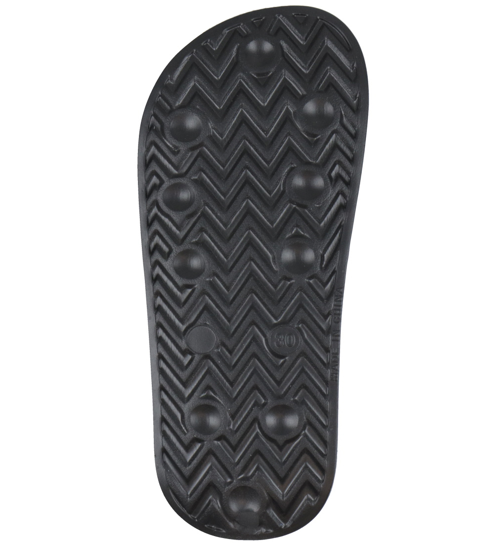 Calvin Klein Flip Flops - Logo Pool Slide - Black w. Grey/White