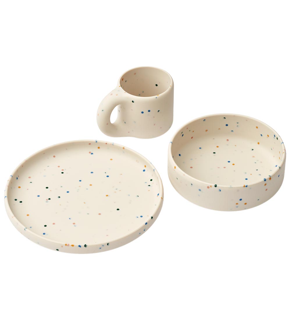 Liewood Dinner Set - Silicone - 3 Parts - Andie - Splash Dots/Se