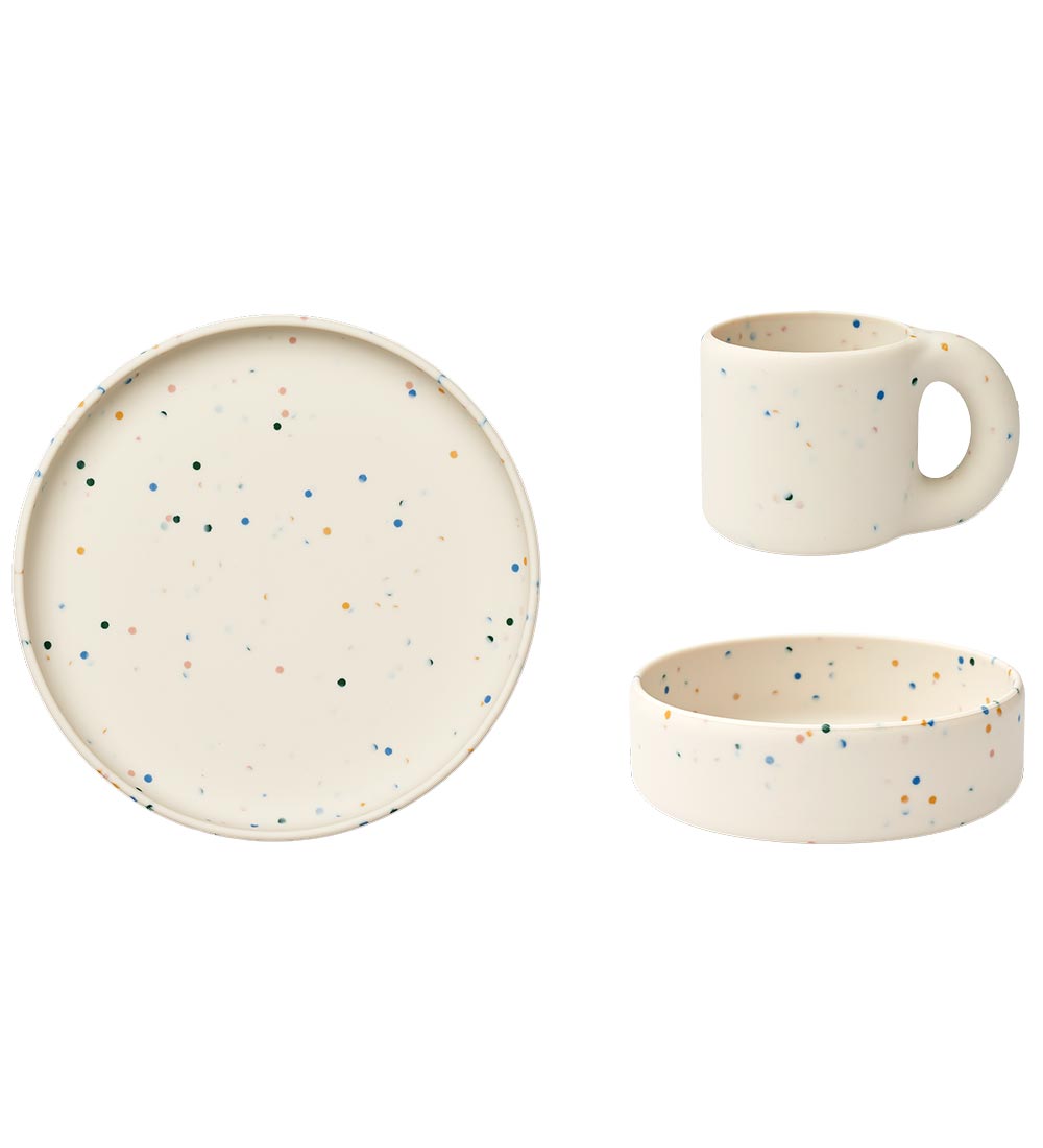 Liewood Dinner Set - Silicone - 3 Parts - Andie - Splash Dots/Se