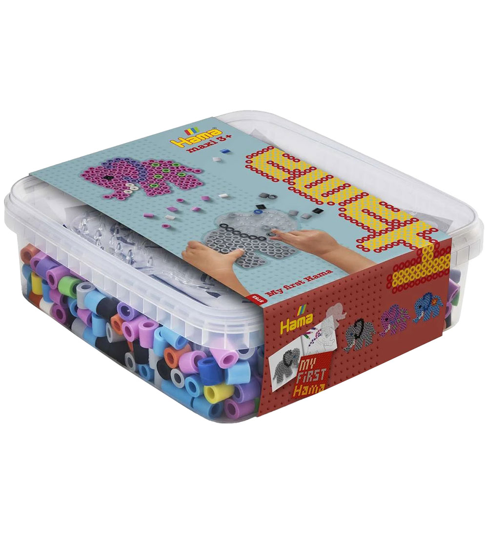 Hama Maxi Beads and Pin plate - 600 pcs - Elephant