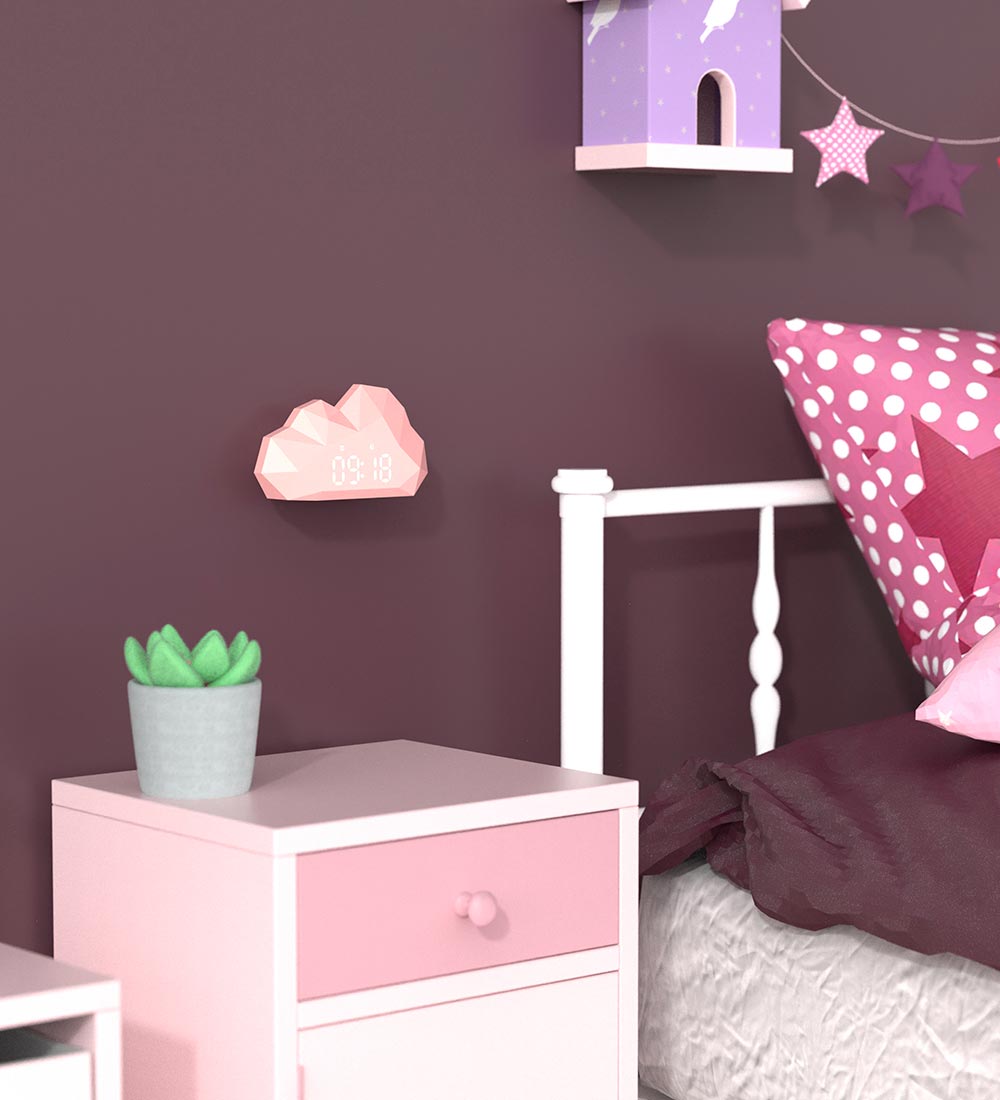 Mobility Wecker an Bord m. Nachtlicht - Mini Cloudy - Rose