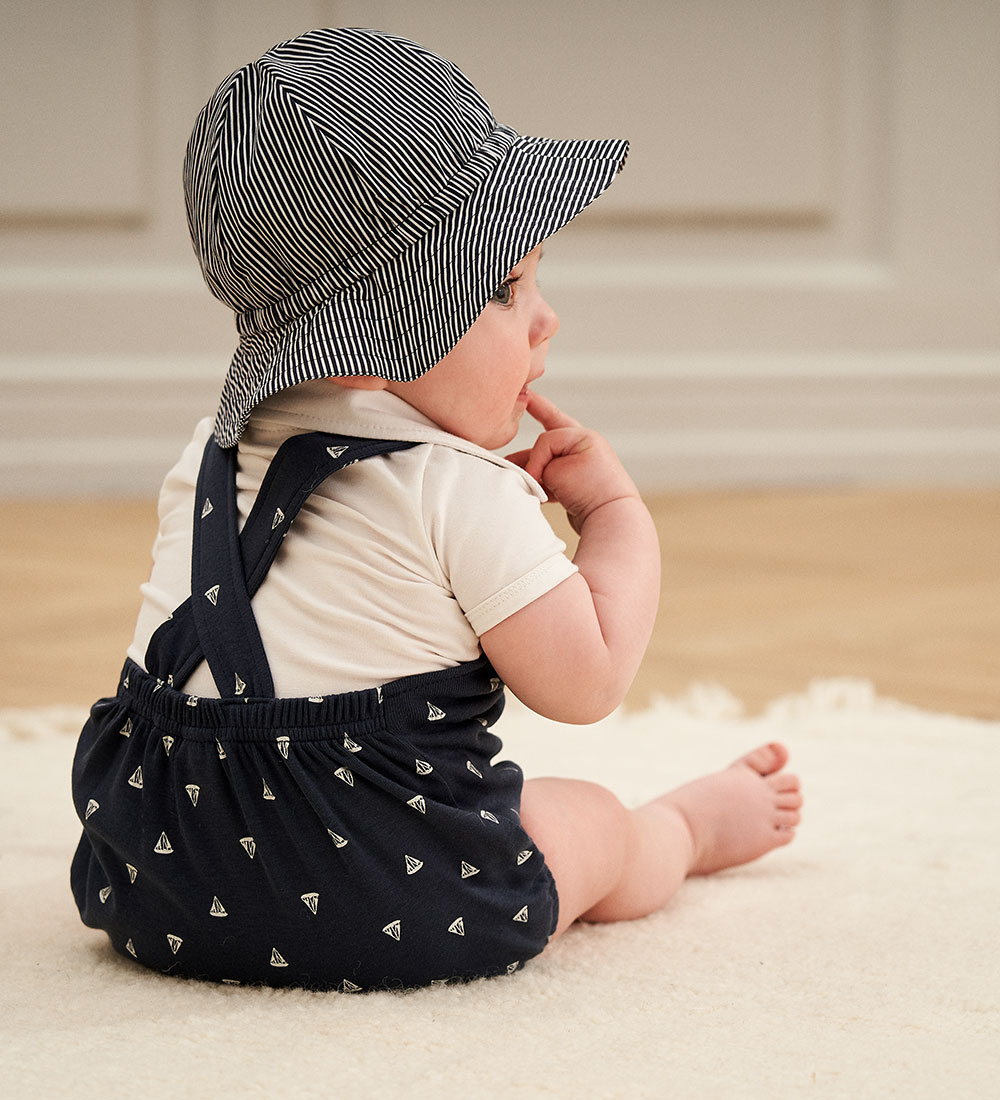 Müsli Solhatt - Poplin Stripe - Balsam Cream/Natt Blue