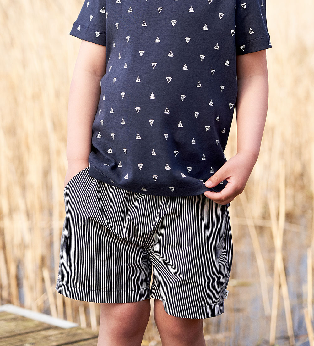 Müsli Shorts - Poplin Stripe Pocket - Conditioner Cream/Night Bl