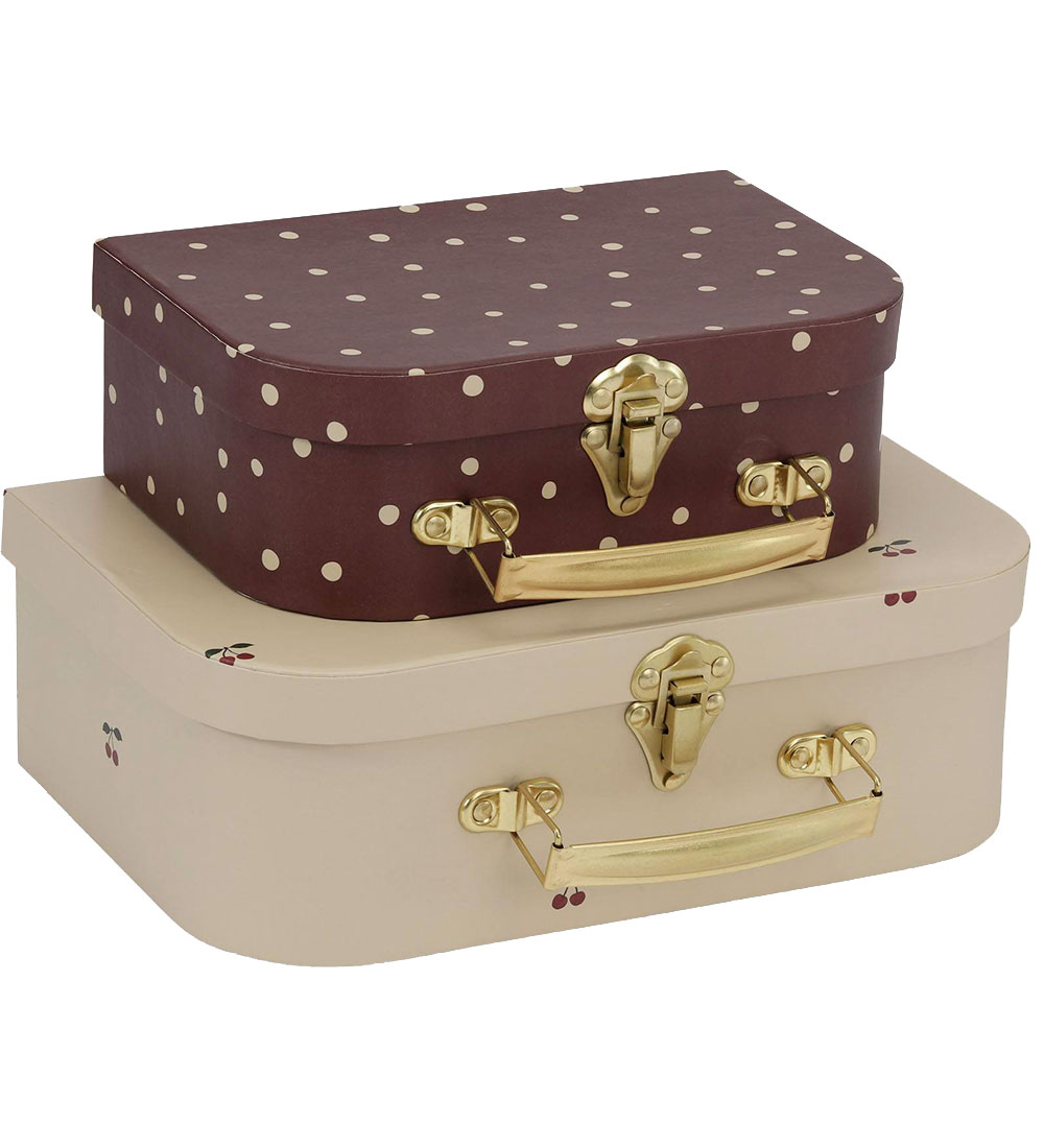 Konges Sløjd Cardboard Suitcase - 2-Pack - Cherry/Dot