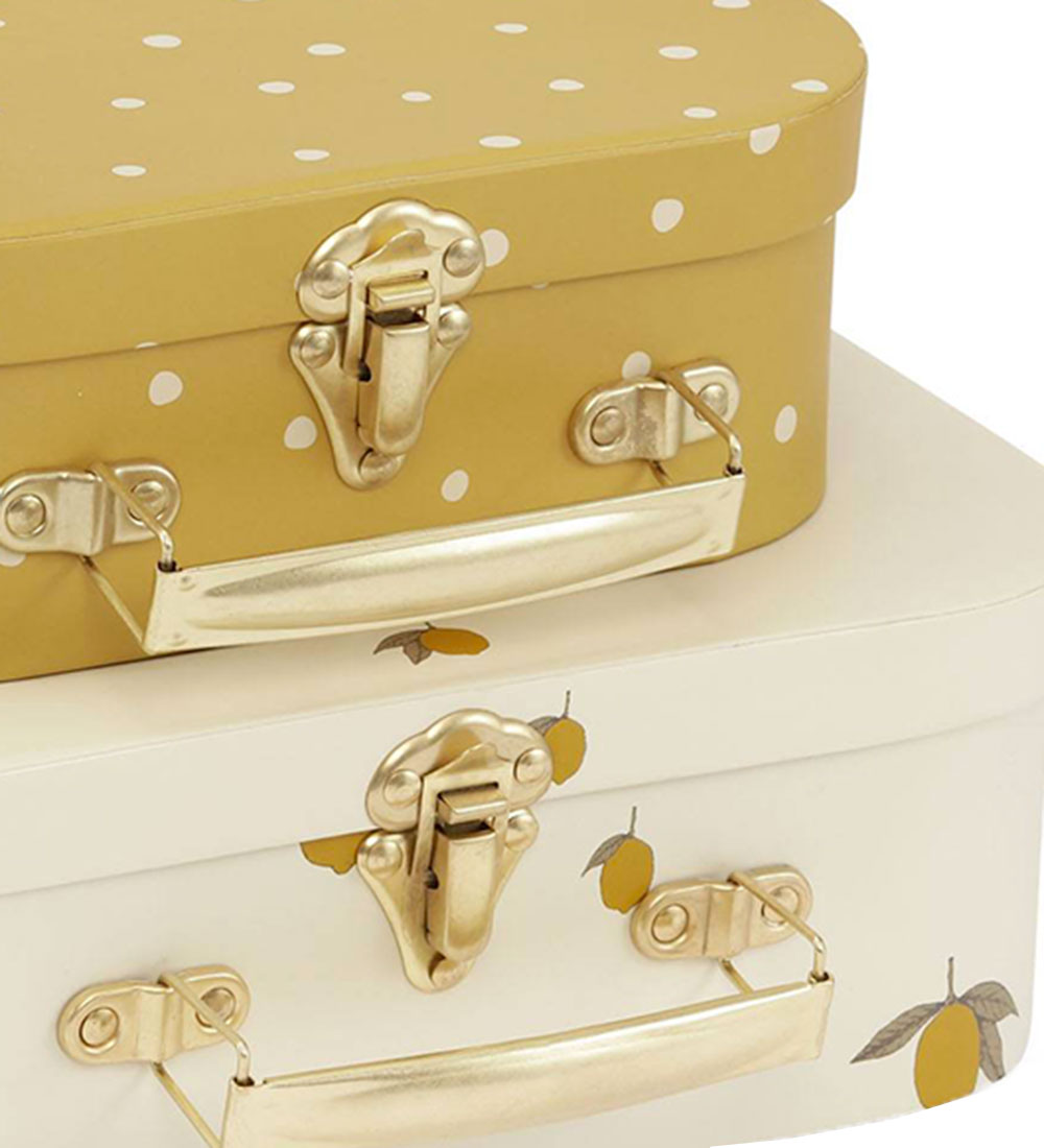 Konges Sløjd Cardboard Suitcase - 2-Pack - Lemon/Dot