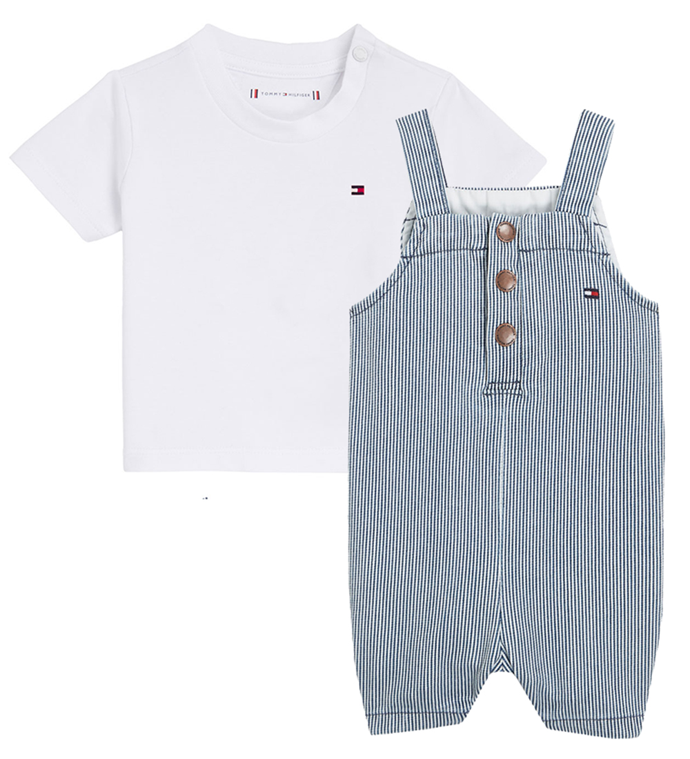 Tommy Hilfiger Set - T-shirt/Overalls - Striped Dungaree - The