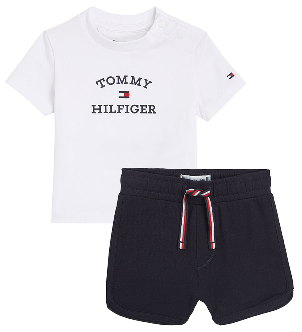 Set Tommy Hilfiger - T-Shirt/Shorts - Blanc/Marine