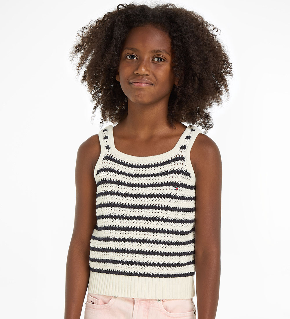 Tommy Hilfiger Topp - Stickad - Stripe Virkning - Calico/Desert 