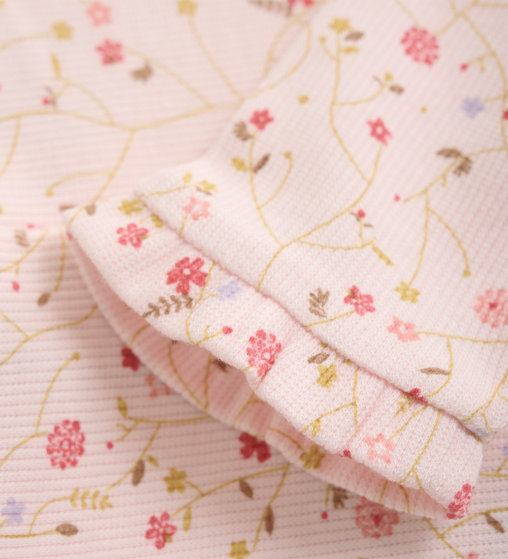 Minymo Leggings - Rib - Bleikt Dogwood M. Blóm
